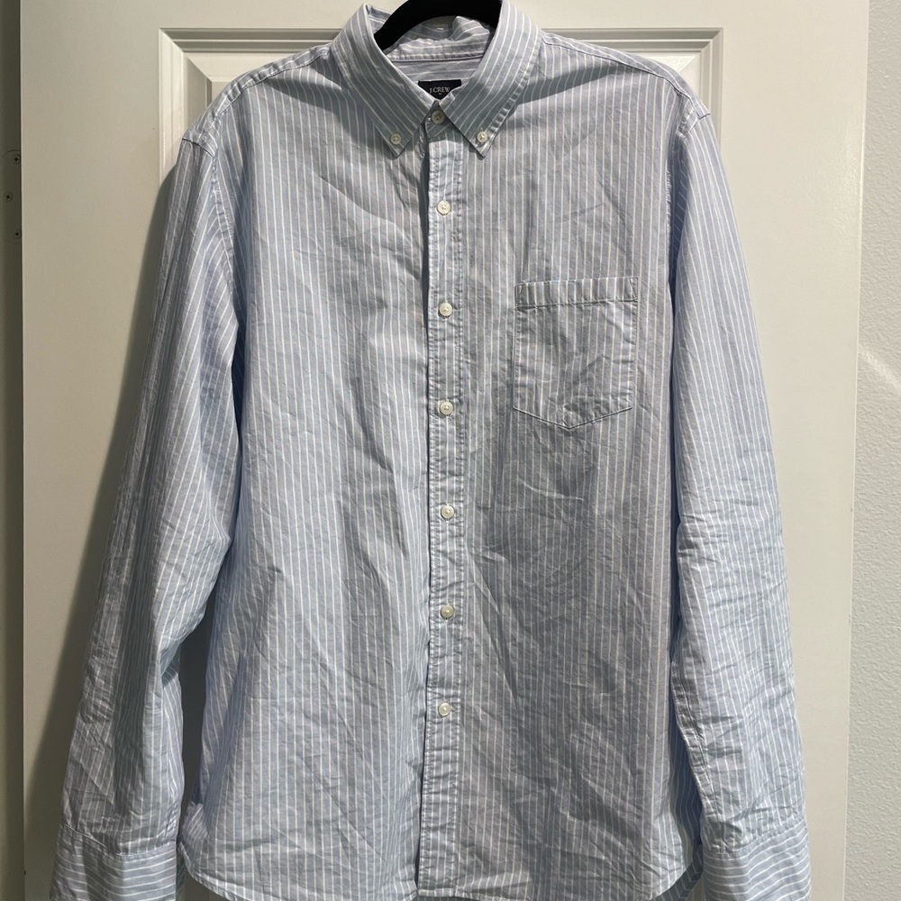 Light white blue button down shirt